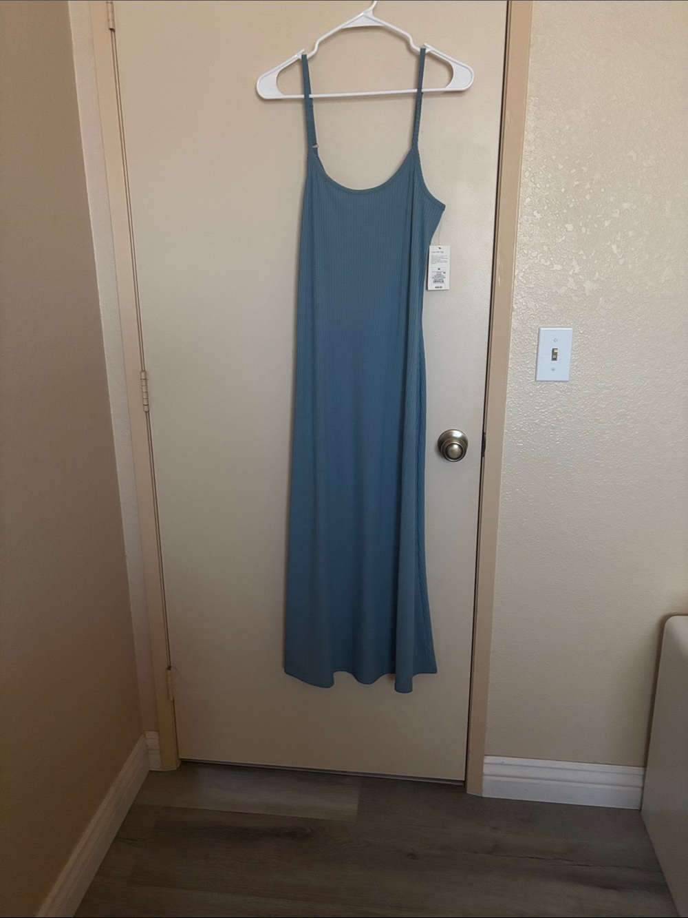 a new day Dusty Blue Ribbed Maxi Slip Dress with Adjustable Straps